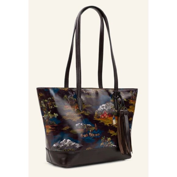 NWOT Patricia Nash Verzi Tote Montana Prairie Skies Leather Handbag With Tassel - Picture 12 of 13
